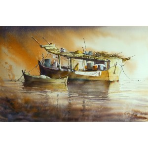 Shaima umer, 14 x 22 Inch, Water Color on Paper, Seascape Painting, AC-SHA-036